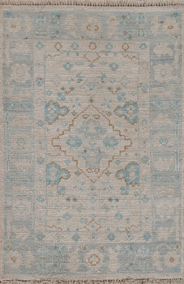 Geometric Oushak Turkish Wool Rug 2x3