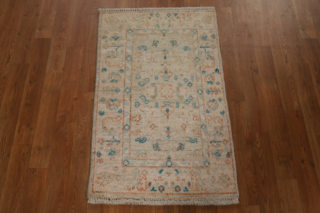 Muted Geometric Oushak Oriental Area Rug 2x3