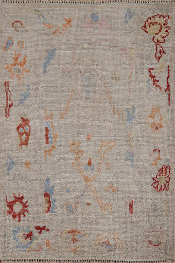 Muted Oushak Turkish Wool Area Rug 2x3