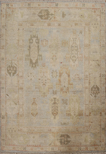 Geometric Oushak Turkish Area Rug 3x4