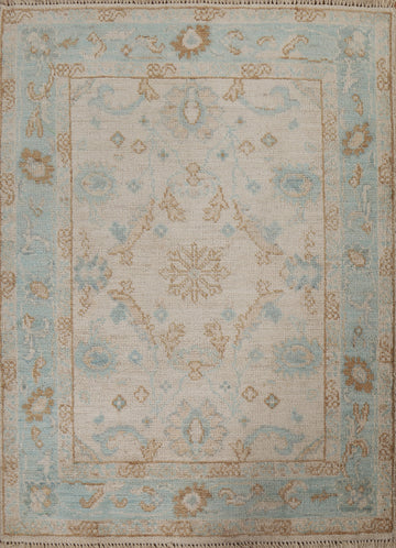 Vegetable Dye Oushak Turkish Wool Rug 3x4