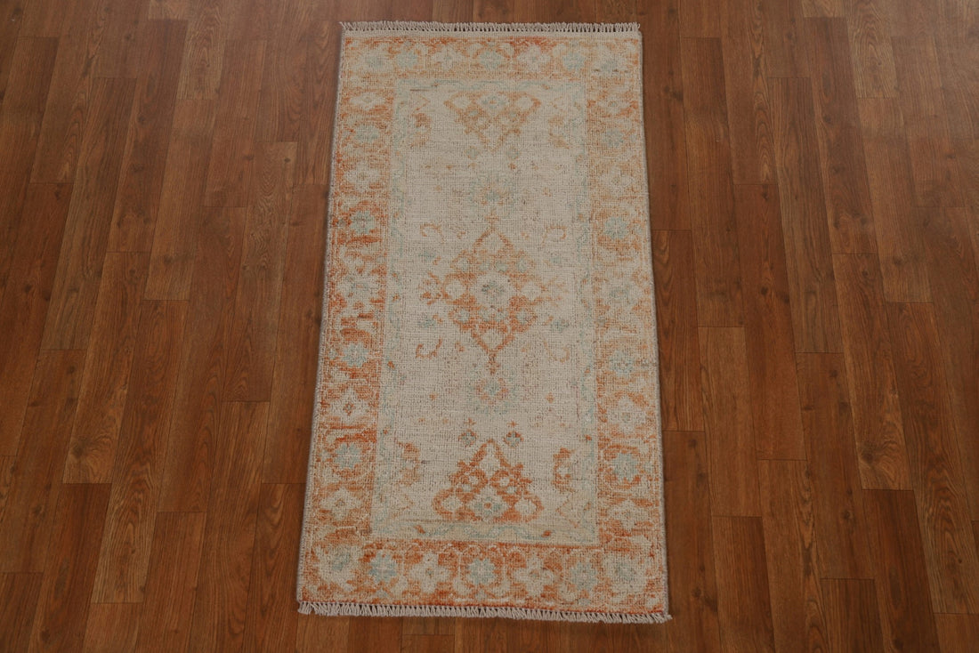 Hand-Knotted Oushak Turkish Wool Rug 2x4