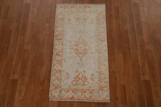 Hand-Knotted Oushak Turkish Wool Rug 2x4