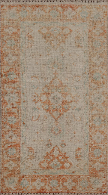 Hand-Knotted Oushak Turkish Wool Rug 2x4