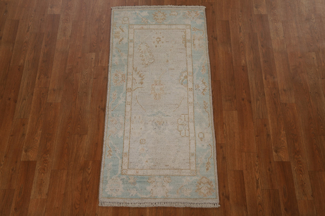 Geometric Oushak Turkish Wool Rug 2x4