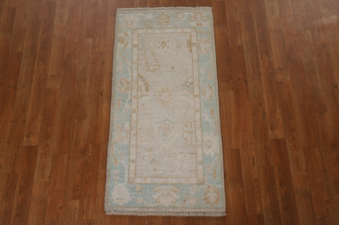 Hand-Knotted Oushak Turkish Wool Rug 2x4