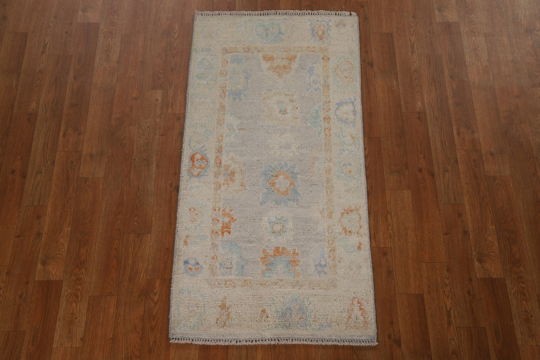 Hand-Knotted Oushak Turkish Rug 2x4