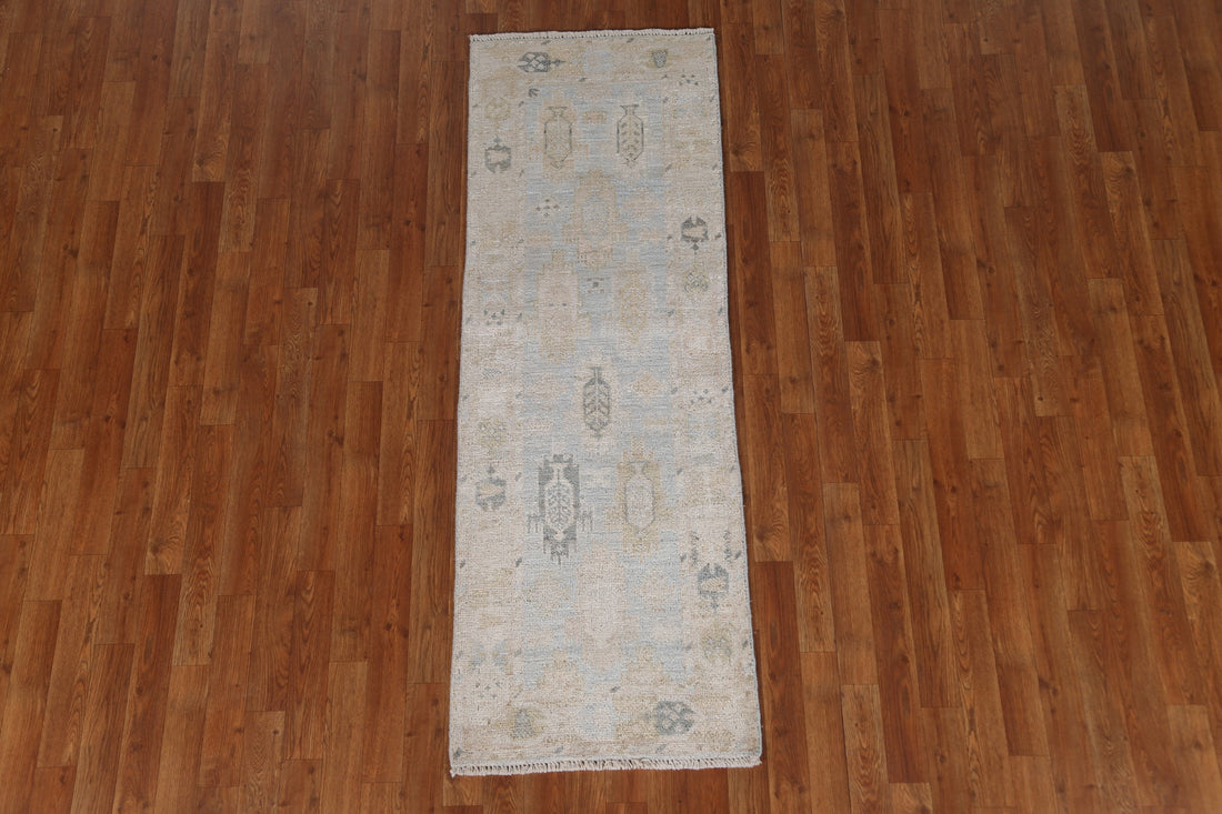 Oushak Vegetable Dye Oriental Runner Rug 2x6