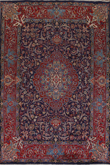 Navy Blue Floral Kashmar Persian Area Rug 8x11