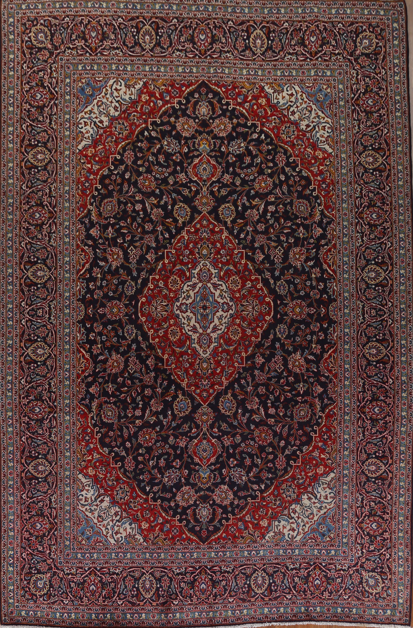 Vintage Wool Kashan Persian Area Rug 10x13