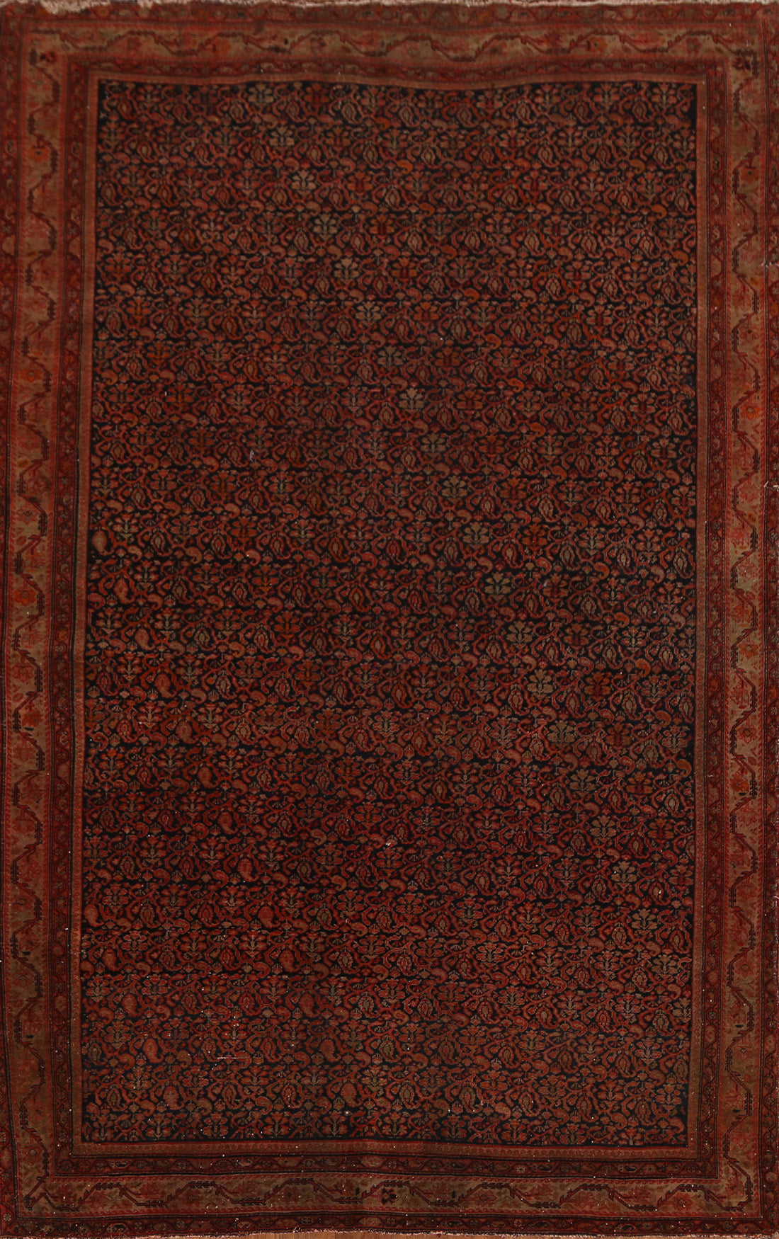 Pre-1900 Antique Vegetable Dye Sarouk Farahan Persian Rug 4x6