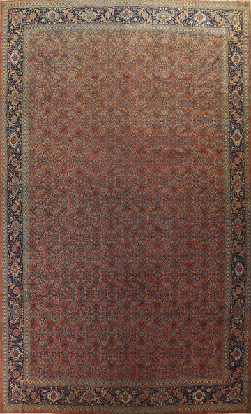 Pre-1900 Antique Vegetable Dye Tabriz Large Persian Rug 15x21