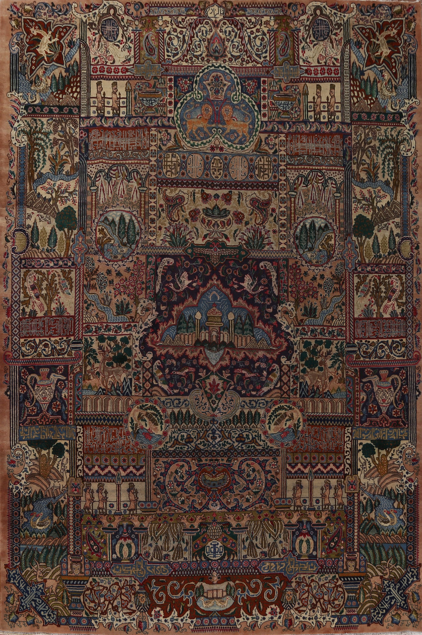 Animal Pictorial Kashmar Persian Area Rug 10x13