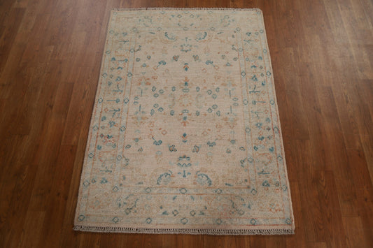 Vegetable Dye Oushak Turkish Wool Rug 3x4