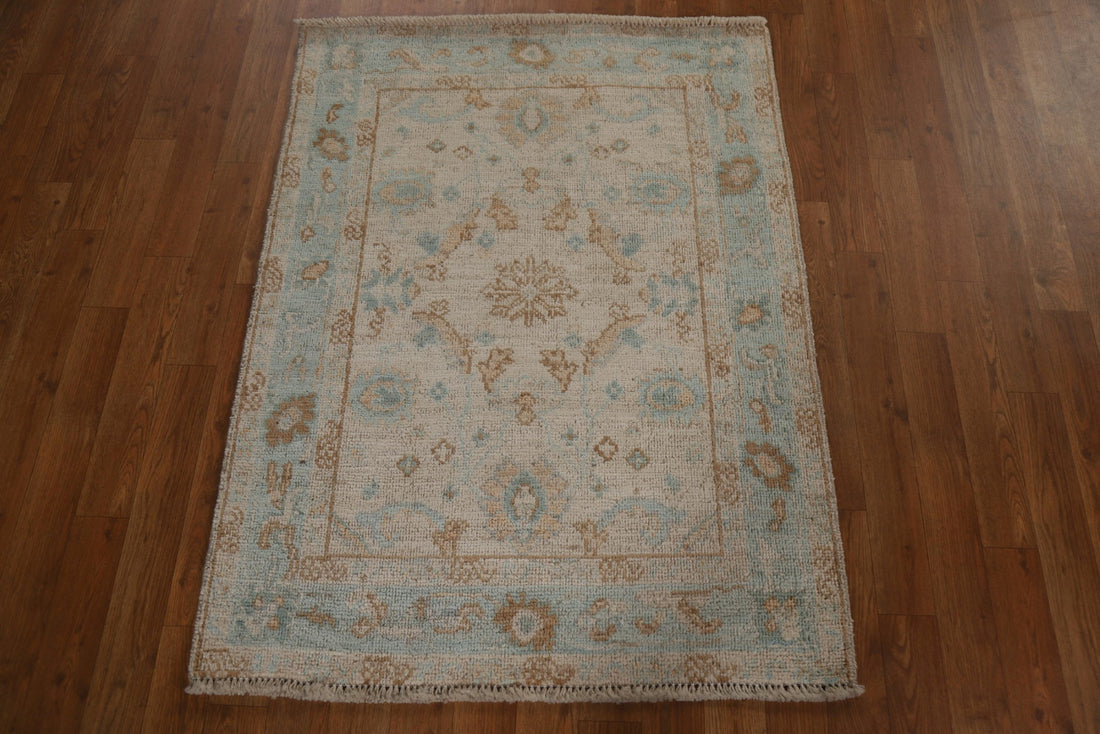 Vegetable Dye Oushak Turkish Wool Rug 3x4