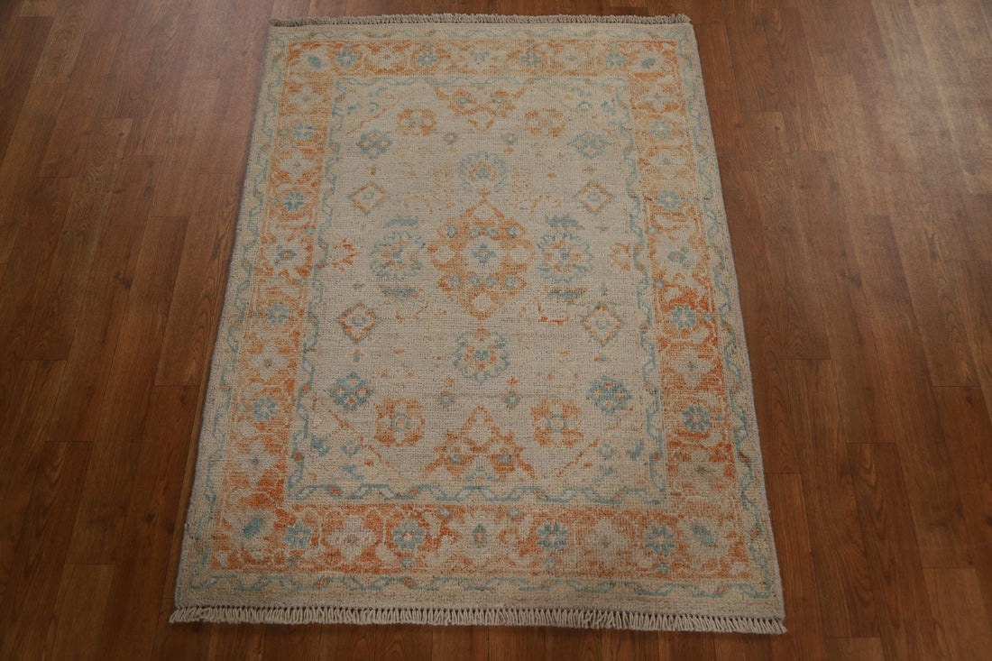 Vegetable Dye Oushak Turkish Wool Rug 3x4