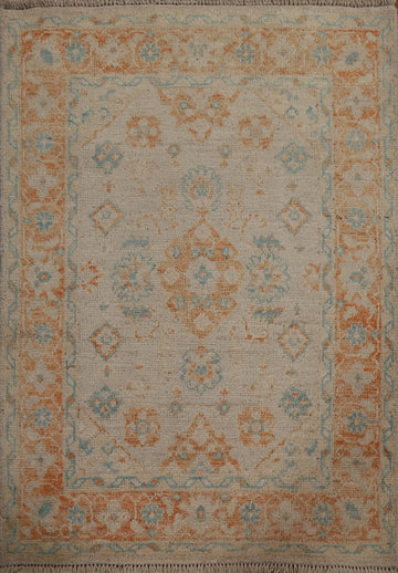 Vegetable Dye Oushak Turkish Wool Rug 3x4