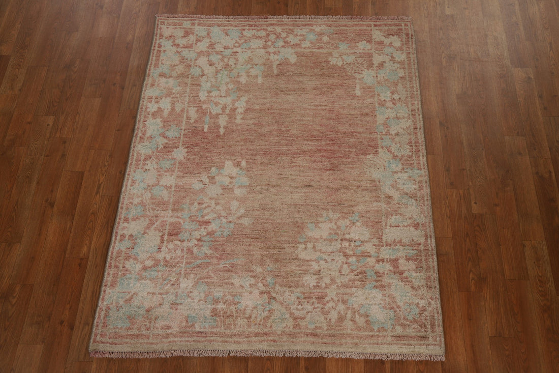 Vegetable Dye Oushak Turkish Area Rug 4x5