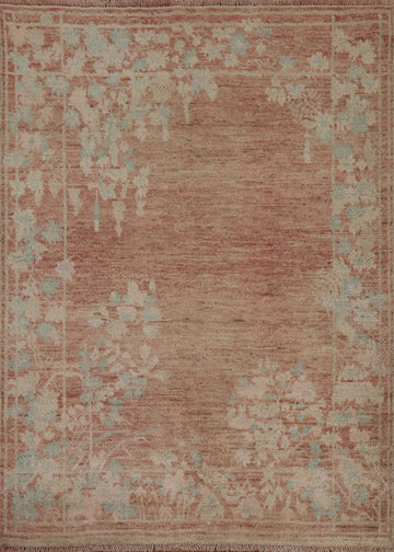 Vegetable Dye Oushak Turkish Area Rug 4x5