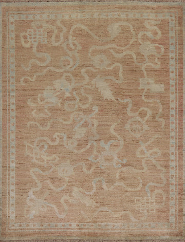 Vegetable Dye Art Deco Oriental Area Rug 4x5