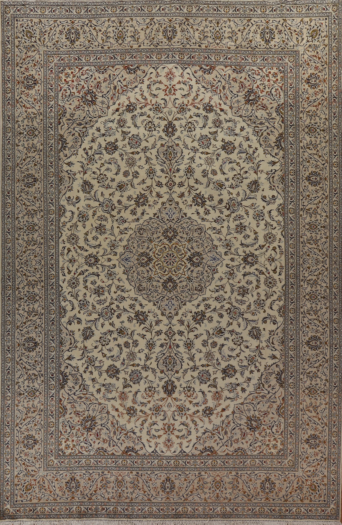 Handmade Floral Wool Kashan Persian Area Rug 10x13