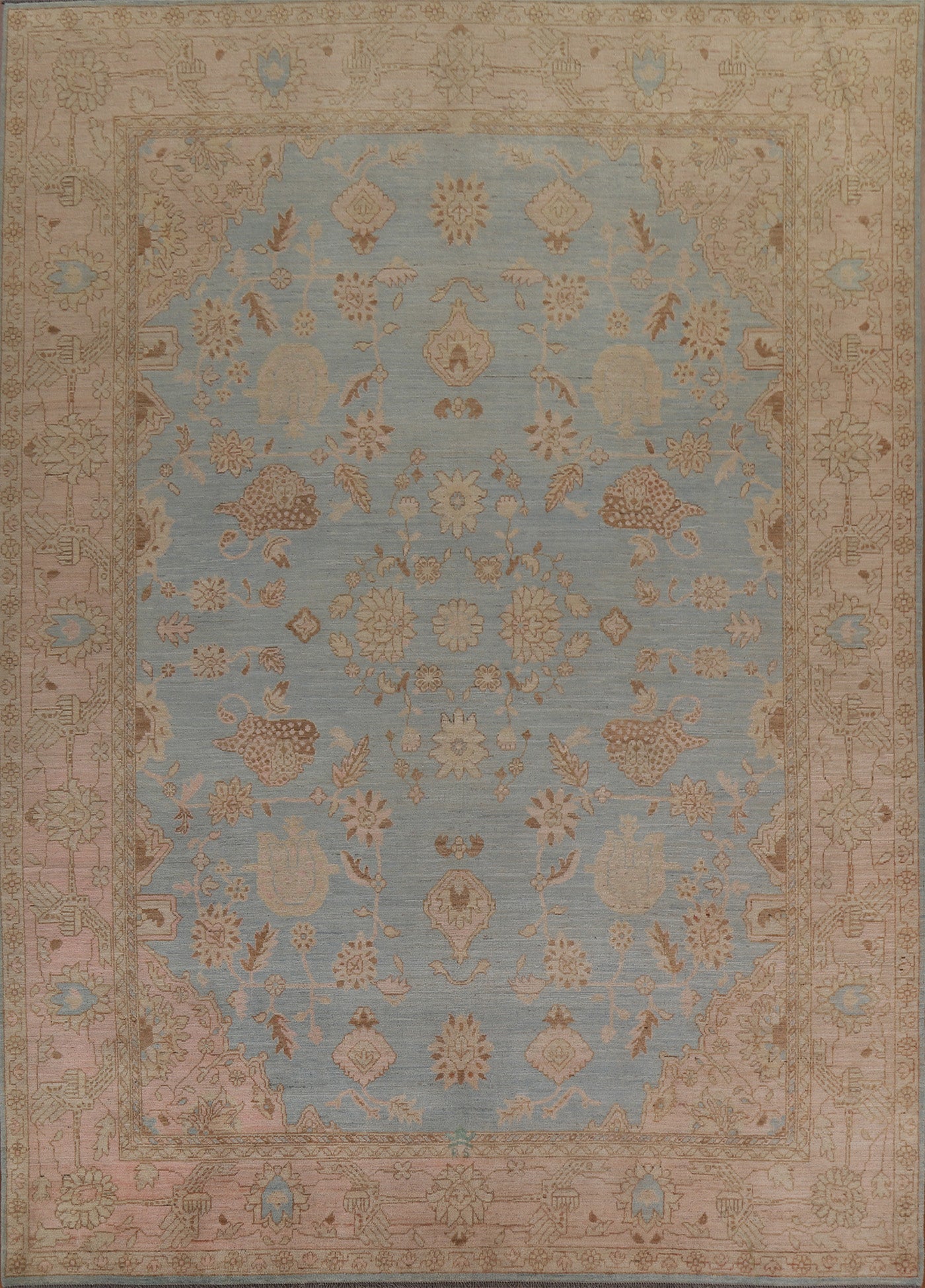 Vegetable Dye Oushak Oriental Wool Rug 9x12