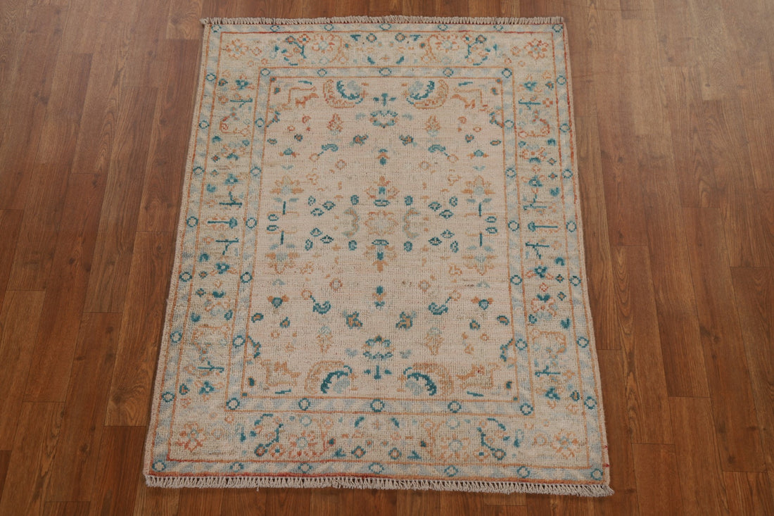 Vegetable Dye Oushak Turkish Wool Rug 3x4