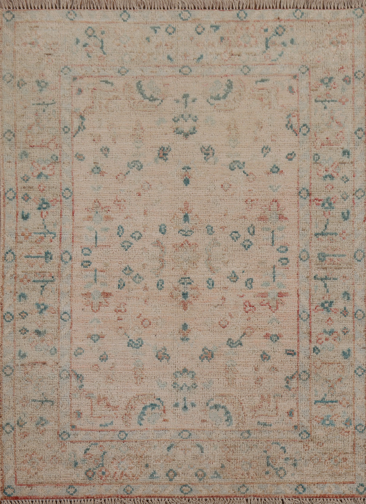 Vegetable Dye Oushak Turkish Wool Rug 2x4