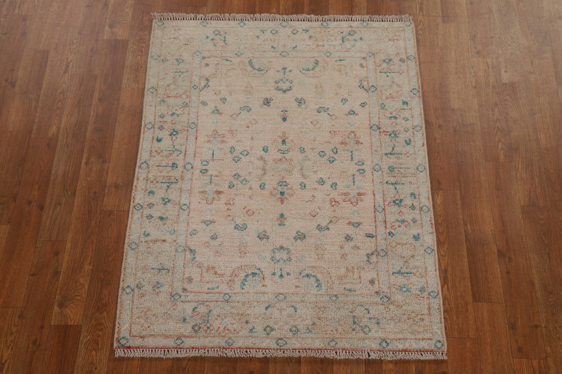 Vegetable Dye Oushak Turkish Wool Rug 2x4