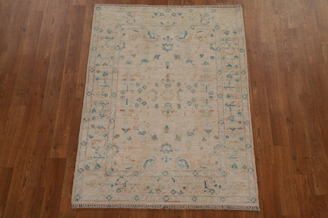 Vegetable Dye Oushak Turkish Wool Rug 3x4