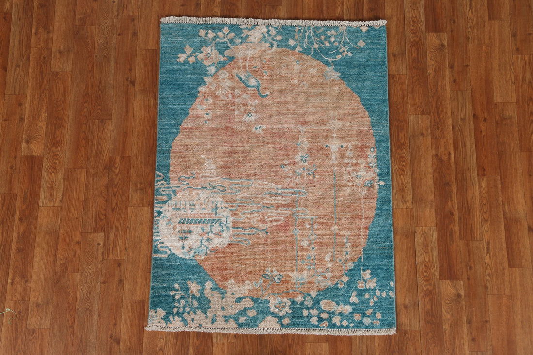 Vegetable Dye Oushak Turkish Wool Rug 3x4
