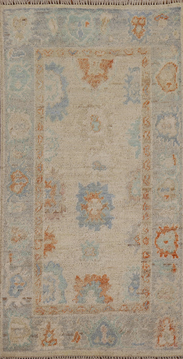 Vegetable Dye Hand-Knotted Oushak Oriental Area Rug 2x4