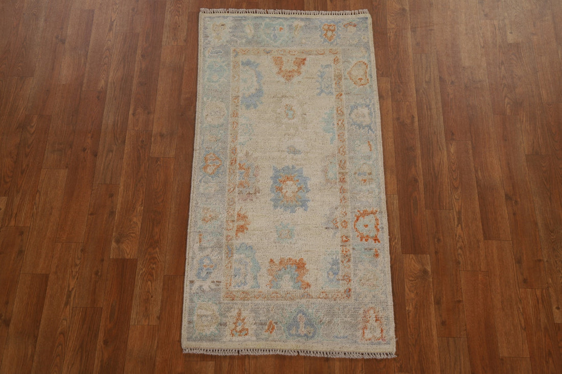 Vegetable Dye Hand-Knotted Oushak Oriental Area Rug 2x4