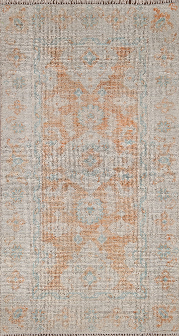 Vegetable Dye Hand-Knotted Oushak Oriental Rug 2x4