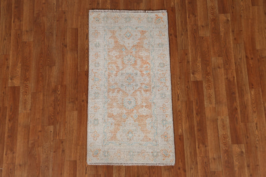 Vegetable Dye Hand-Knotted Oushak Oriental Rug 2x4