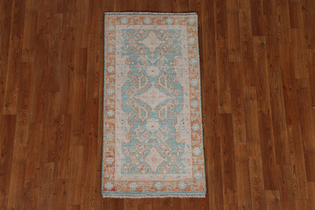 Vegetable Dye Geometric Oushak Oriental Rug 2x4