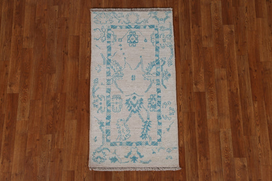 Vegetable Dye Handmade Oushak Turkish Rug 2x4