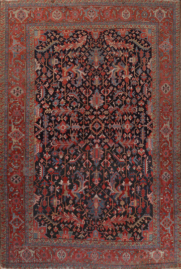 Pre-1900 Antique Vegetable Dye Heriz Serapi Persian Area Rug 9x12