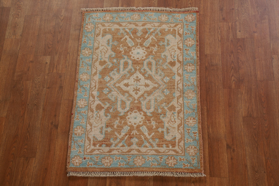 Orange Wool Oushak Oriental Area Rug 2x3