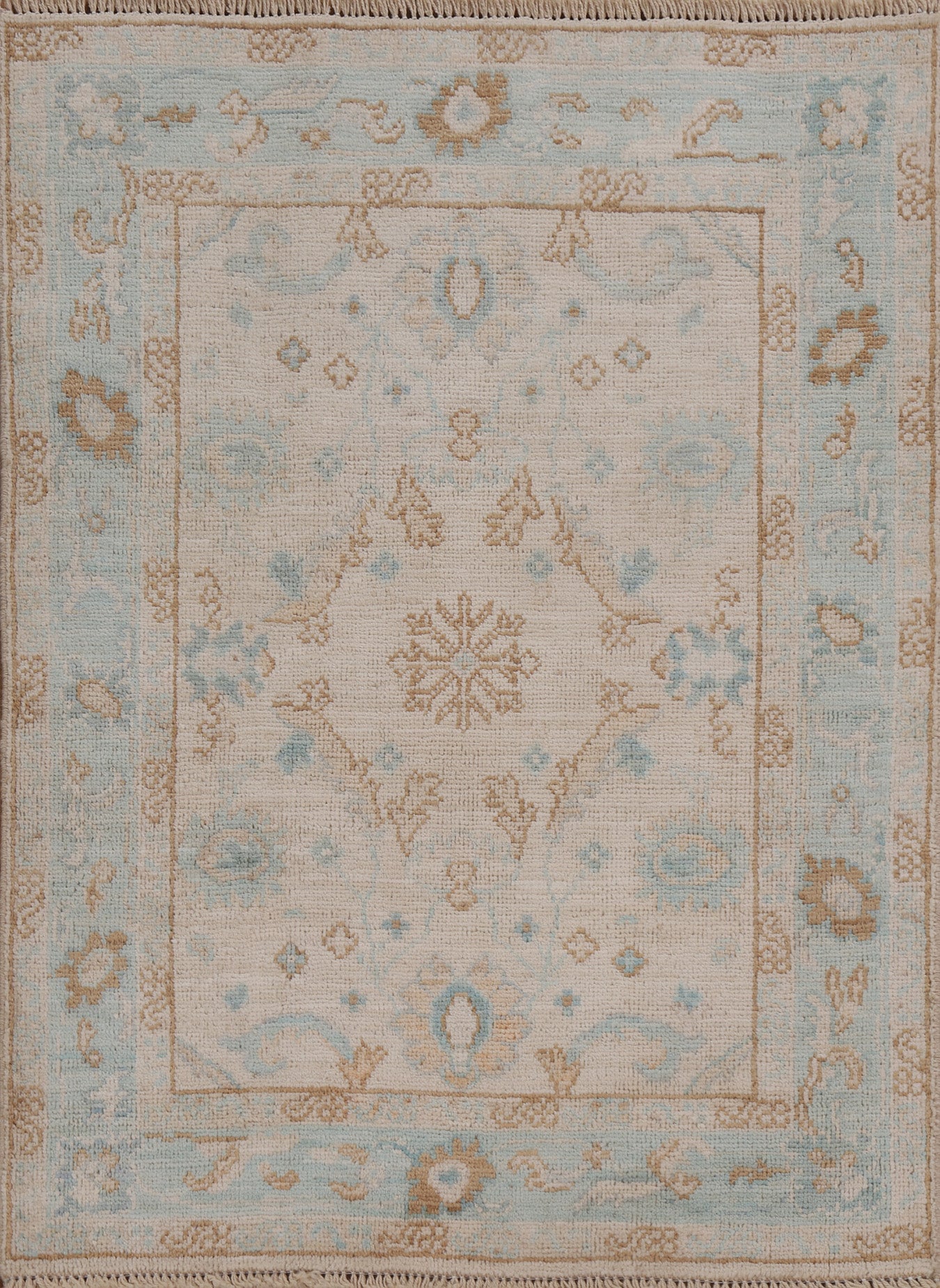 Geometric Oushak Oriental Wool Rug 3x4