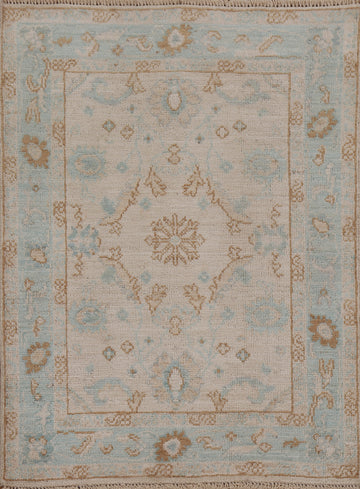Hand-Knotted Oushak Oriental Area Rug 3x4