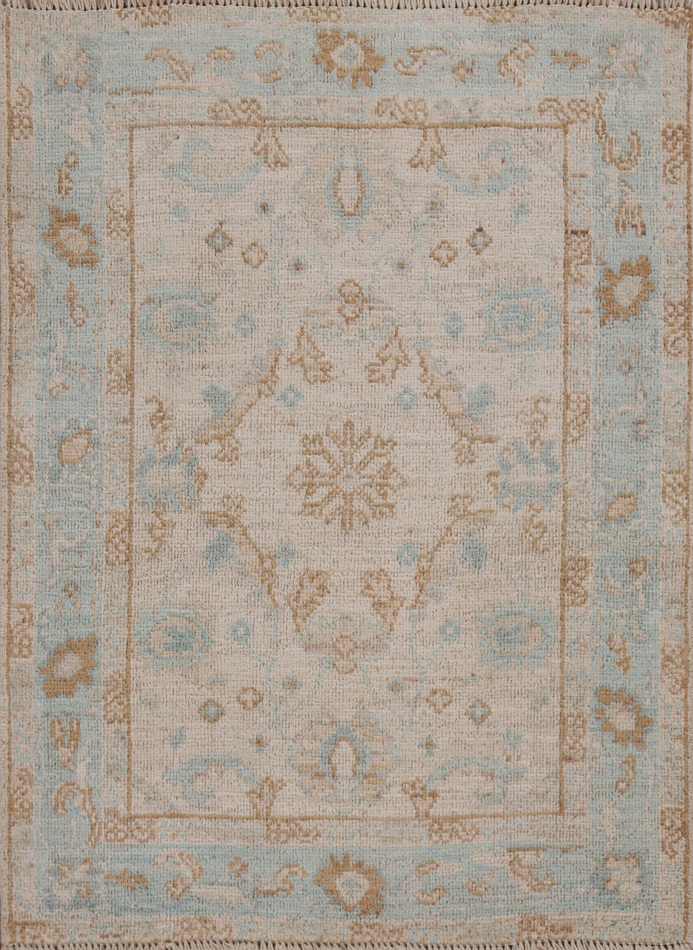 Geometric Wool Oushak Oriental Area Rug 3x4