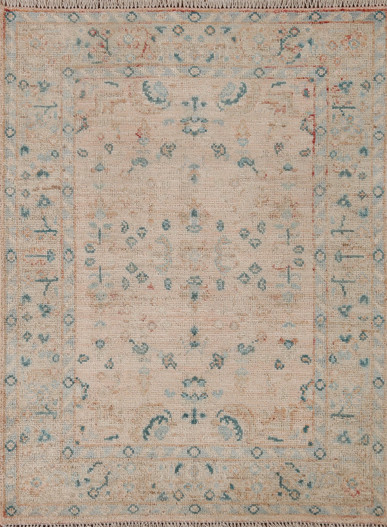 Hand-Knotted Oushak Turkish Area Rug 3x4