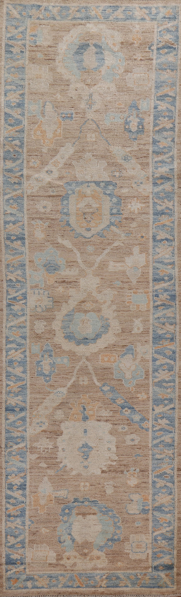 Vegetable Dye Oushak Turkish Runner Rug 3x12