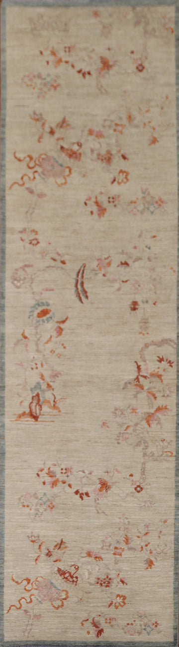 Vegetable Dye Oushak Turkish Runner Rug 3x12