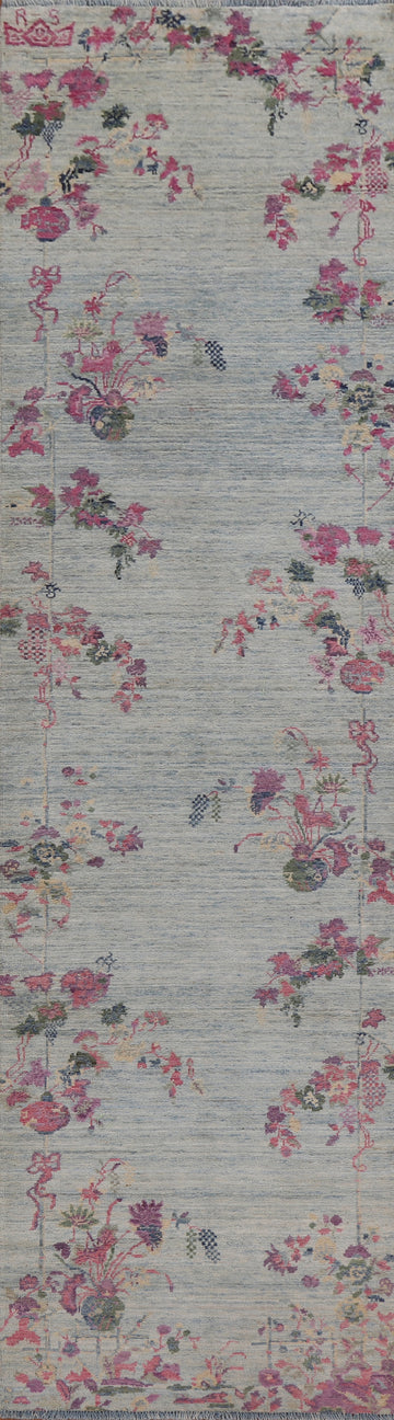 Vegetable Dye Art Deco Oriental Runner Rug 3x12