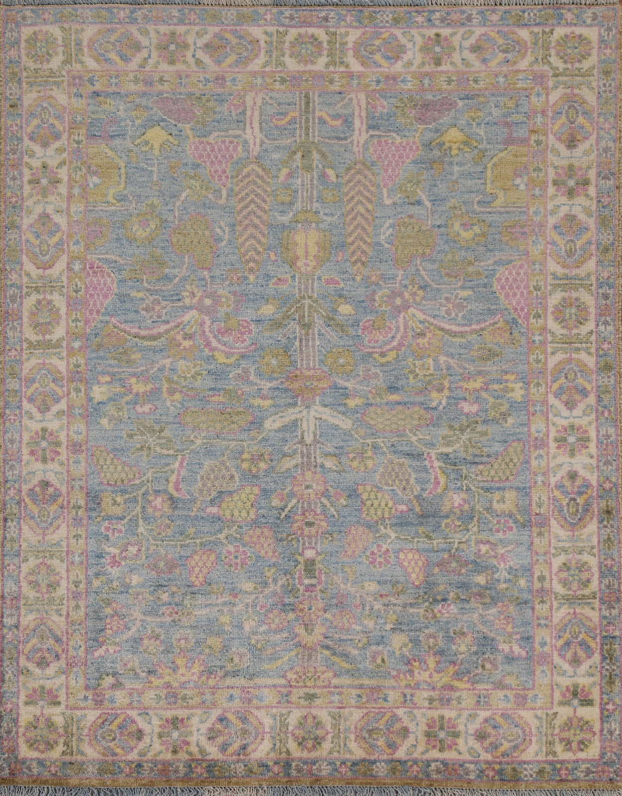 Vegetable Dye Oushak Turkish Area Rug 4x5