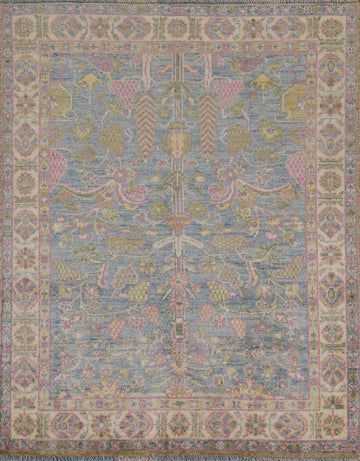 Vegetable Dye Oushak Turkish Area Rug 4x5