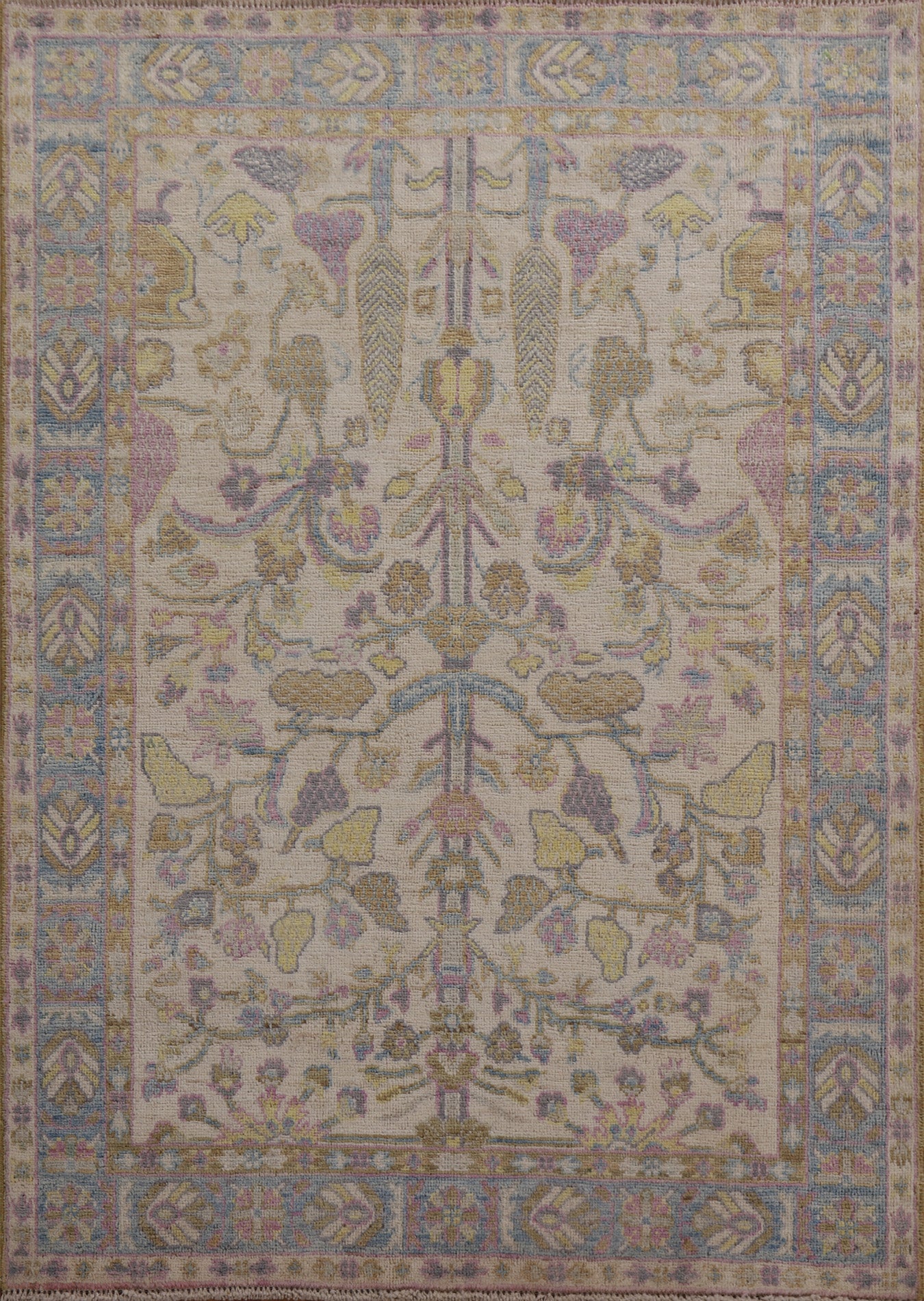 Vegetable Dye Oushak Turkish Area Rug 4x5