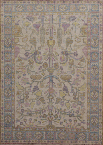 Vegetable Dye Oushak Turkish Area Rug 4x5